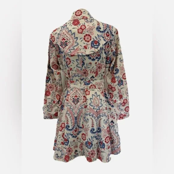 Nanette Lepore Paisley Floral Trench Coat Size Medium - Picture 2 of 12